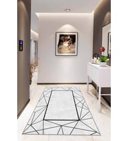Siyah Çerçeveli Kaymaz Taban Makinede Yıkanabilir Halı RV012 - 100 x 160 cm