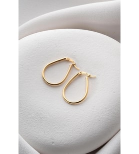 925 Ayar Gümüş Gold Kaplama Oval Damla Model Şarnel Küpe