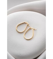 925 Ayar Gümüş Gold Kaplama Oval Damla Model Şarnel Küpe