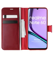 Microsonic Realme Note 60 Kılıf Delux Leather Wallet Kırmızı (Kırmızı)