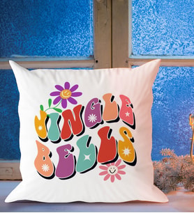 BK Gift Jingle Bells Tasarımlı Beyaz Yastık-1