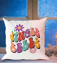 BK Gift Jingle Bells Tasarımlı Beyaz Yastık-1