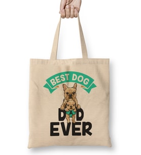 Best Dog Dad Ever Köpek 07 Bez Çanta Uzun Saplı