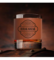 Kişiye Özel Authentic Taba Deri Kaplama Viski Bardağı