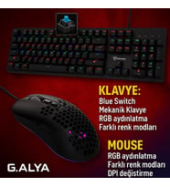 G.ALYA Gaming Oyuncu Klavye ve Mouse Set - RGB Aydınlatma, Blue Switch, DPI Ayarı, Hafif ve Serin Ta