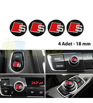 Audi S Logo Joystick Klima Teyp Düğme Damla Silikon Sticker 4 Adet 18 X 18 Mm