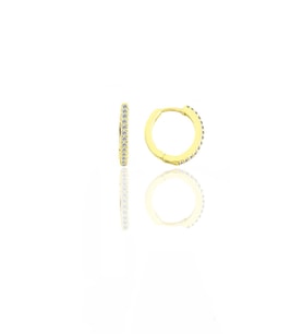 Söğütlü Silver Gümüş altın yaldızlı zirkon taşlı 12 mm halka küpe