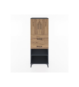 Hyperion Dolap 3 Raflı 2 Çekmeceli 2 Kapaklı 60x44x163 Antrasit-Çam