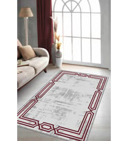Bordo Çerçeveli Kaymaz Taban Makinede Yıkanabilir Halı RV079 - 100 x 160 cm