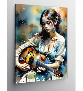 Kanvas Tablo Gitar Çalan Kız