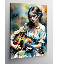 Kanvas Tablo Gitar Çalan Kız