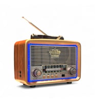 Nostaljik Ahşap Görünüm Radyo,Led Özellikli Bluetooth Nostalji Radyo (Koyu Kahverengi - Kum Rengi)
