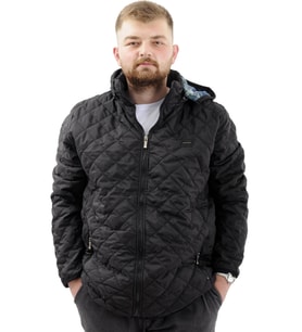 Mode XL Büyük Beden Erkek Kalın Şişme Mont Kapüşonlu U24605 Kömür Siyah