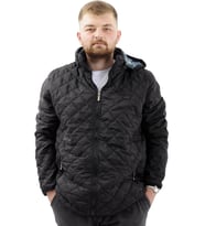 Mode XL Büyük Beden Erkek Kalın Şişme Mont Kapüşonlu U24605 Kömür Siyah