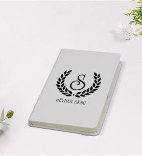 BK Gift Kişiye Özel Çelenk Baş Harfli İsimli 9x14cm Beyaz Defter - Model 3