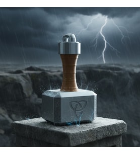 Riva Self Marvel Thor'un Çekici Mjolnir 3D Dekoratif Obje - Gümüş ve Kahverengi Masaüstü Biblo