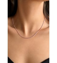 Sertifikalı 316L Çelik Premium Rose Altın Kaplama Yassı Gurmet Zincir Kadın Kolye