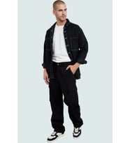 Erkek Gabardin Bol Kesim Kargo Pantolon Pamuklu Günlük Kullanım için Rahat Kaliteli Malzeme (Siyah)