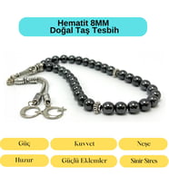 Sertifikalı Hematit 8mm 33lük Doğal Taş Tesbih