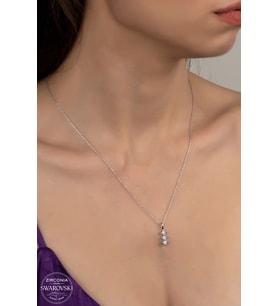 Union Swarovski Zirconia Kadın Üç Zirconia Kadın Gümüş Kolye