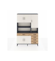 Arges Dolap 9 Raflı 5 Çekmeceli 5 Kapaklı 132x30x195 Antrasit-Aytaşı/Çam