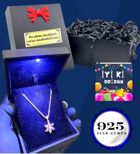 Kişiye Özel 925 Ayar Gerçek Ametist Taşlı Lotus Kolye Işıklı Kutusunda Doğum Günü Hediyesi