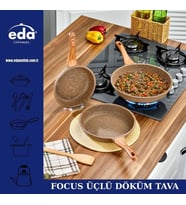 Eda Focus Kahverengi Granit Döküm 3'lü Tava Seti 20-24-28 cm ZK-922