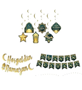 Ramazan Süsleri 6'lı tavan süsü,11 ayın sultanı banner ve hoşgeldin ramazan yazı-