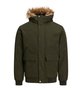 Jack & Jones Erkek Jjchamp Bomber Jacket Haki Kapüşonlu Mont - 12236822