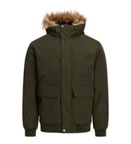 Jack & Jones Erkek Jjchamp Bomber Jacket Haki Kapüşonlu Mont - 12236822
