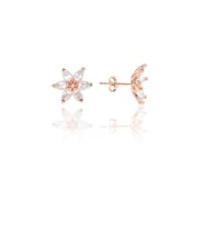 Lotus Çiçeği Tasarım Rose Gümüş Küpe 5093 (Beyaz)