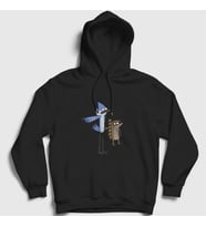 Presmono Unisex Beyaz Pointing Mordecai And Rigby Regular Show Kapüşonlu Sweatshirt 449650tt (Siyah)