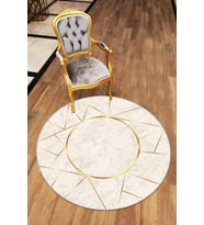 Krem Gold Prizma Kaymaz Tabanlı Yıkanır Yuvarlak Halı AR396 - 100 x 100 cm
