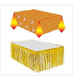 Taraftar Sarı Kırmızı Masa Örtüsü, Gold Masa Eteği