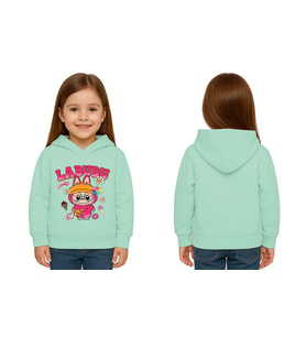 Unisex Baskılı Çocuk Swaetshirt Labubu Baskılı Kapüşonlu 3 İplik Şardonlu (Mint Yeşili)
