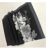 Çiçekli Desen Modal Seri Şal Eşarp Askısı ile Birlikte 75x200 cm Gri Siyah-75x20