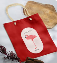 BK Gift Yaz Temalı Kırmızı Halat Saplı Kumaş Plaj Çantası -17, Baskılı Omuz Çantası, Alışveriş Çantası, Arkadaşa Hediye, Sevgiliye Hediye