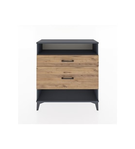 Arges Şifonyer Tek Raflı 2 Çekmeceli 88x30x96 Antrasit-Çam
