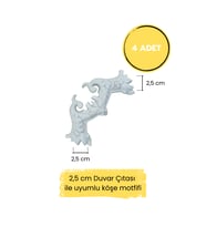 Dekoratif Polimer Boyanabilir 4 Cm Duvar Çıtası Uyumlu Köşe Motifi (Beyaz)