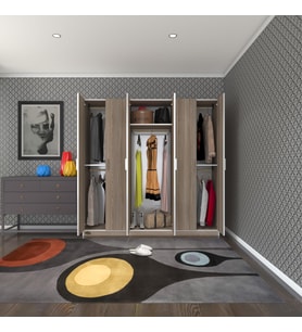 Kenzlife gardırop 6 kapaklı kapılı anemon 180*180*42 crd gardolap dolap (Karışık)