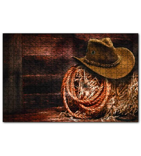 Cakapuzzle  Kovboy Şapkası Kementi Saman  Puzzle Yapboz MDF (Ahşap) (120 Parça)
