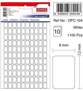 Tanex Etiket 10Lu Ofc-104 Beyaz - 2 paket