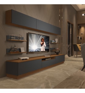 Decoraktiv Trendstyle 8YS Mdf Tv Ünitesi Tv Sehpası - Ceviz Antrasit (Antrasit - Ceviz)