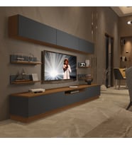 Decoraktiv Trendstyle 8YS Mdf Tv Ünitesi Tv Sehpası - Ceviz Antrasit (Antrasit - Ceviz)