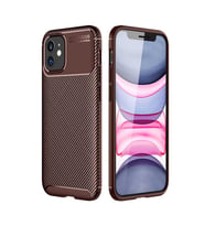 Uyumlu Model Apple iPhone 12 Mini Kılıf Karbon Silikon Case (KAHVE)