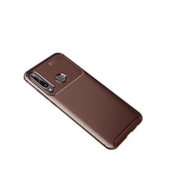 Y6P Kılıf Auto Focus Karbon Kapak - Kahverengi