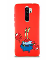 Xiaomi Redmi Note 8 Pro Soft Premier Kapak Bay Yengeç Tasarımlı Silikon Kılıf - Kırmızı (Şeffaf)