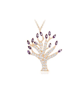 Diamond Line-Gülaylar Sarı Altın 14 Ayar Ağaç Kolye