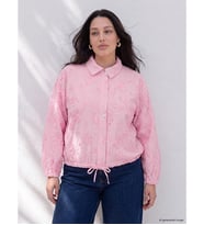 LCW Curve Pembe Büyük Beden Nakışlı Kadın Ceket