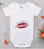 BK Kids Darluk Tasarımlı Beyaz Bebek Body Zıbın-1